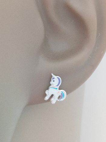 Boucles d'oreilles en argent licorne neuf