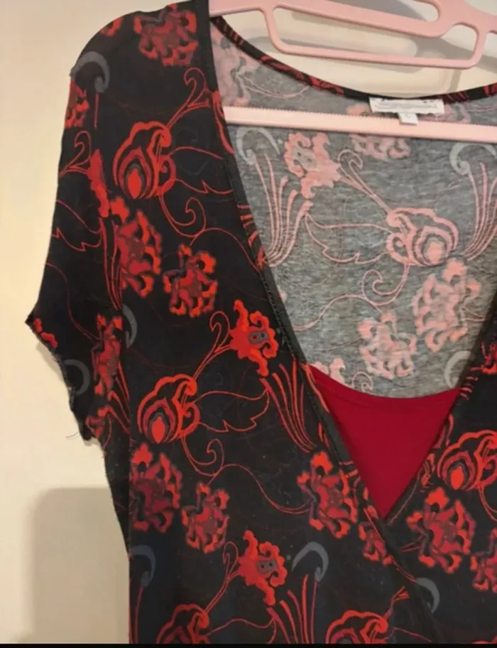Haut noir fleuri Gémo - Taille L - photo numéro 7