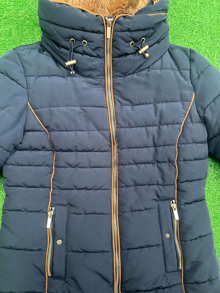 Doudoune Pimkie marine capuche fourrure taille S - photo numéro 3