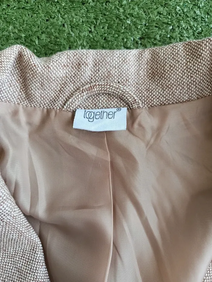 Veste blazer vintage avec laine beige Together taille 46 - photo numéro 7