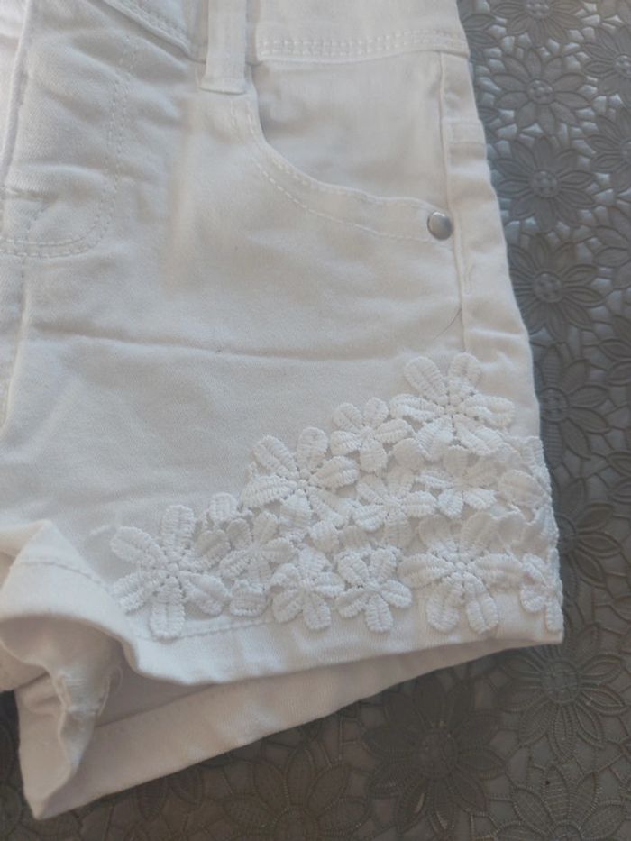 Short en jeans blanc fille bebe