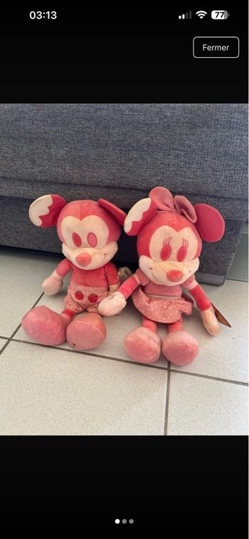 Lot peluche Mickey et Minnie 