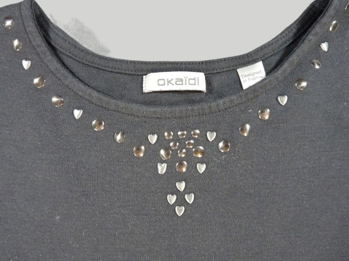Robe manches courtes molleton gris séquins Okaïdi 14 ans fille - photo numéro 2