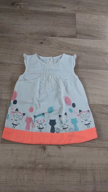 Robe blanche et Fluo chats 12 Mois