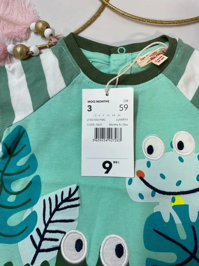 T-shirt bébé garçon (neuf) - Taille 3 mois - photo numéro 2