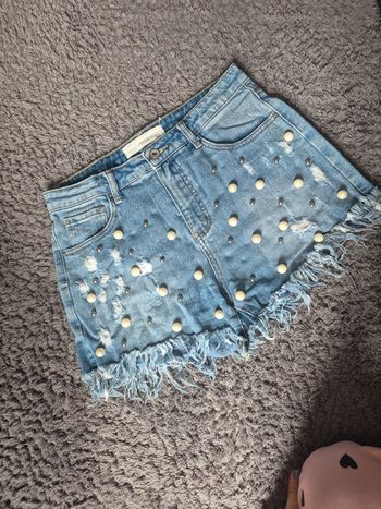 Short jeans à perles taille M