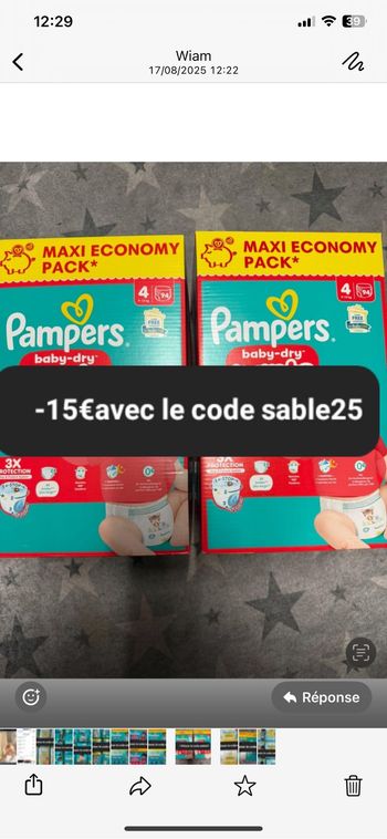2 cartons de couches Pampers taille 4