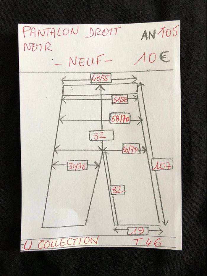 AN105- Pantalon droit noir T46 (46-48) NEUF - photo numéro 12