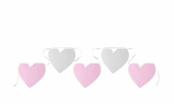 Banderole Cœur Baptême Santex nacré Thème Rose Fille 5 mètres à suspendre