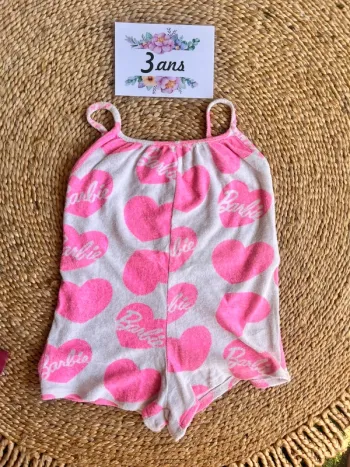 Combinaison short en coton éponge barbie 3 ans