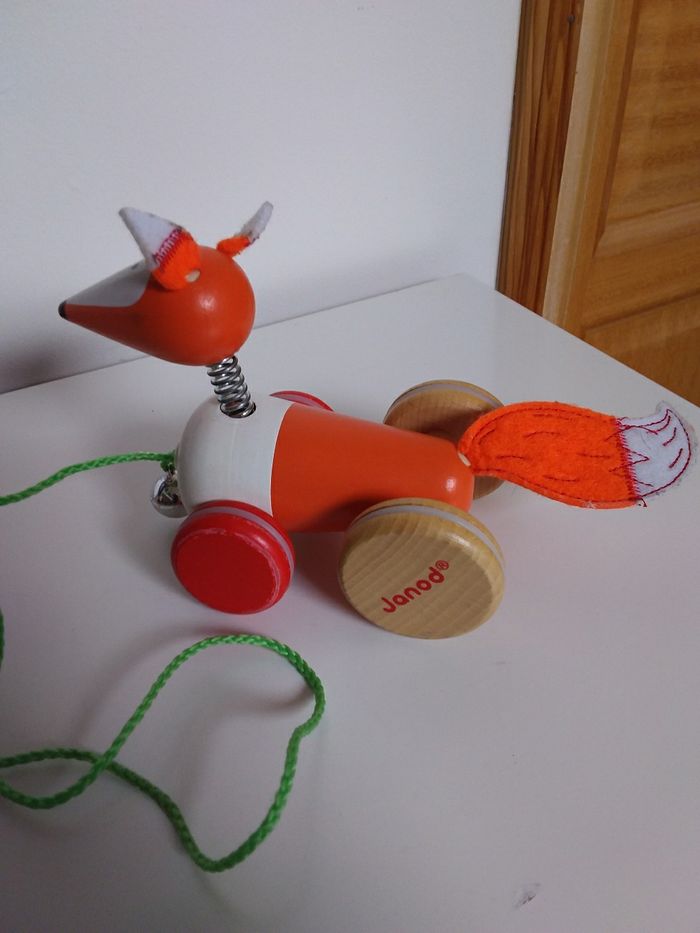3 jouets en bois Janod : puzzle, culbuto et renard à promener - photo numéro 5
