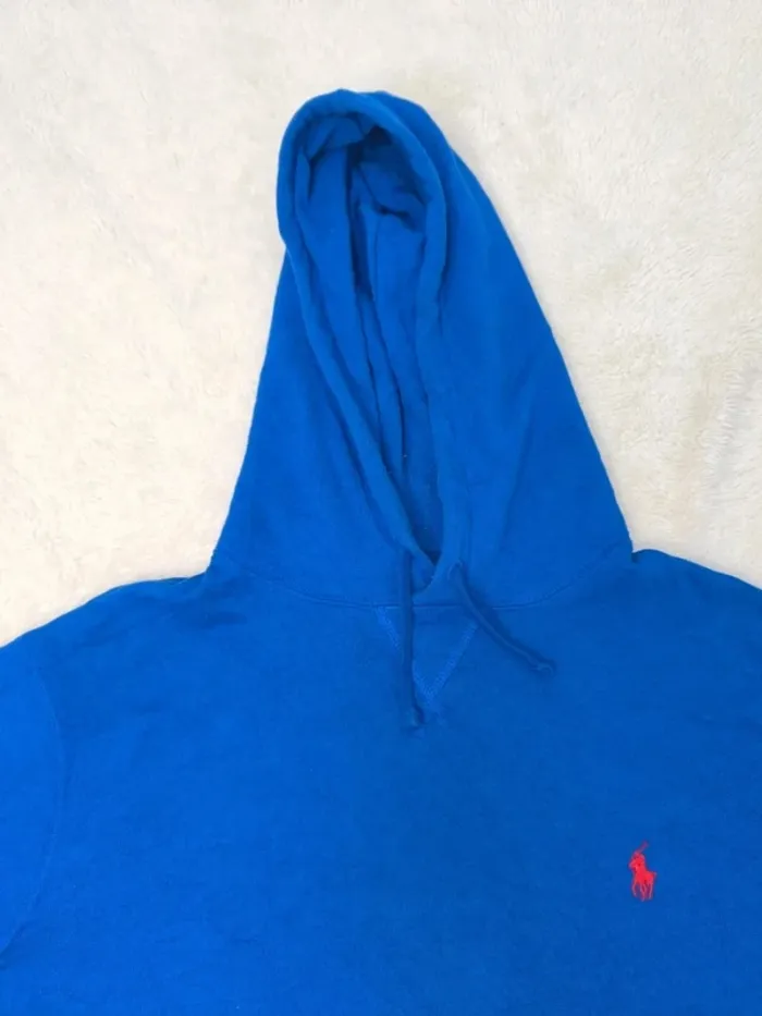 Sweat a capuche Polo Ralph Lauren Homme bleu logo rouge taille M - photo numéro 5