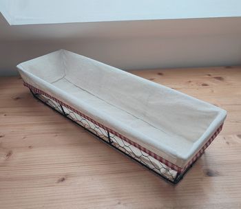 🌿 Corbeille à pain en métal et tissu - 43 x 13 x 8 cm 🌿