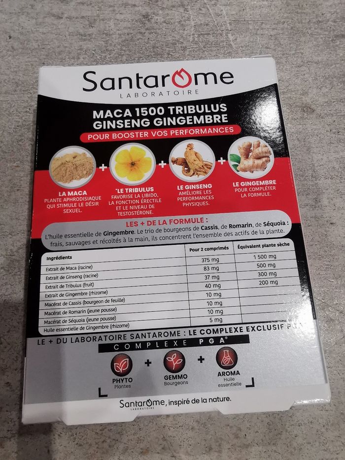 Complement alimentaire  maca 1500 tribulus santarome - photo numéro 2