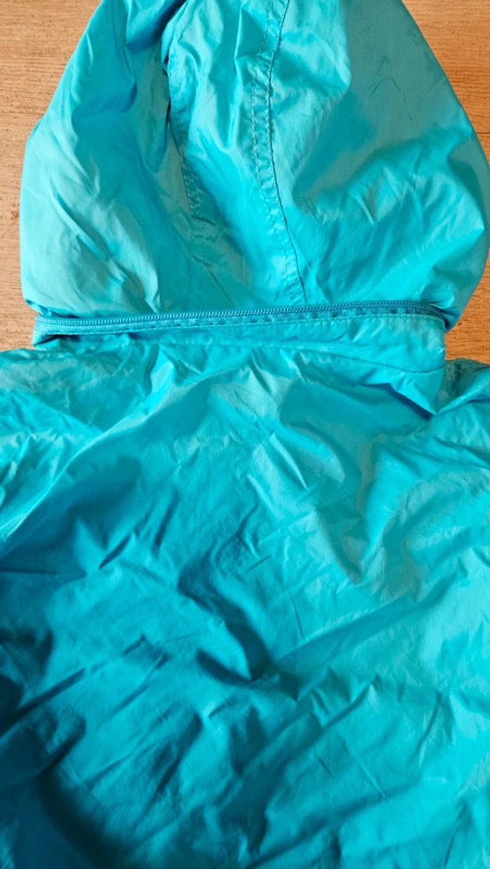 Veste coupe vent imperméable avec capuche, bleu turquoise, U Oxyg, 4/5 ans, nickel - photo numéro 7