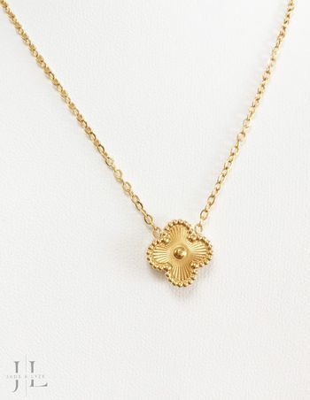 Collier trèfle doré en acier inoxydable 