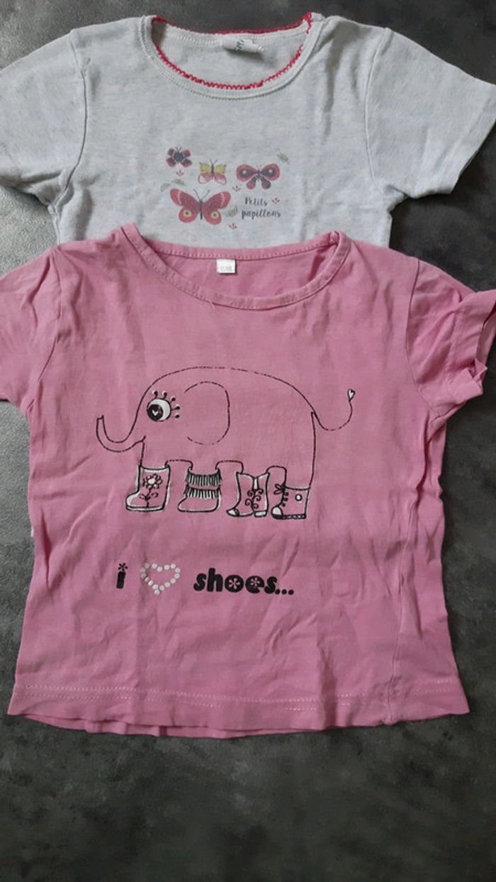 2 t-shirts manches courtes fille 100% coton - photo numéro 2