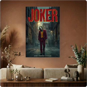 Affiche film "Joker" poster DC sombre Gotham cinéma déco murale A3 Sans cadre