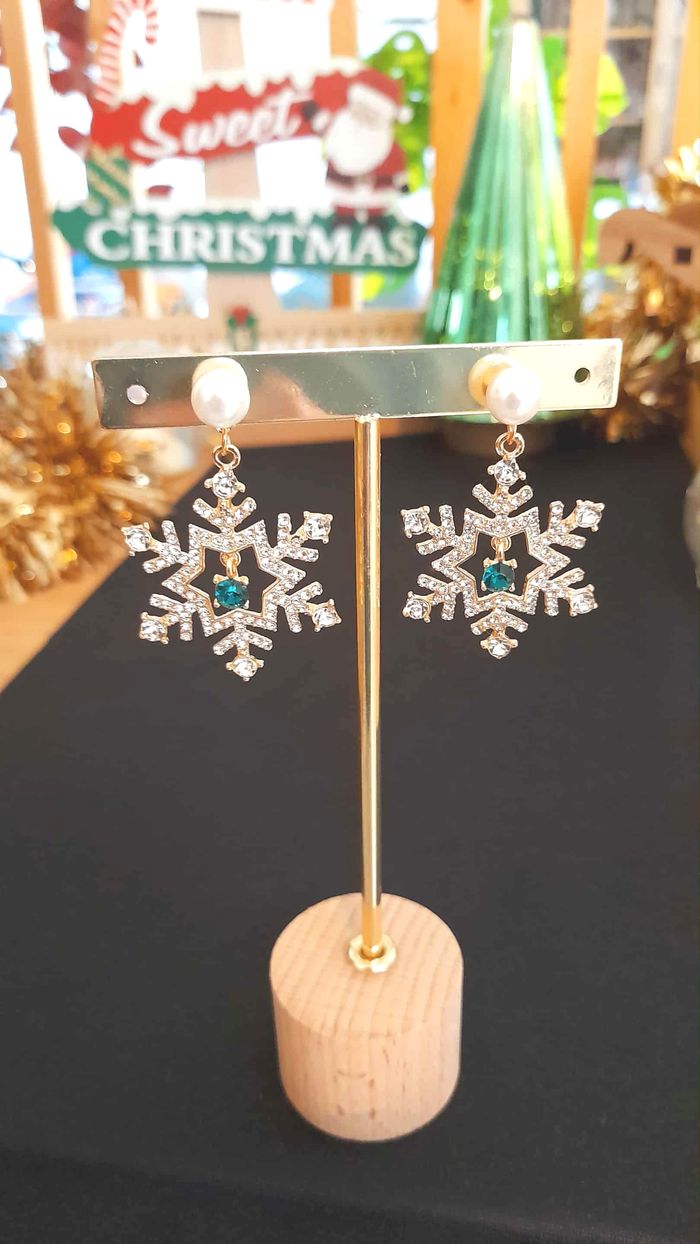 Bijoux Noël | Boucles d’Oreilles neuves Flocons Scintillants