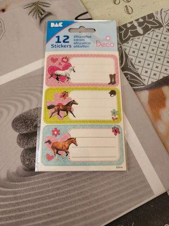 Lot de 12 étiquettes motif cheval