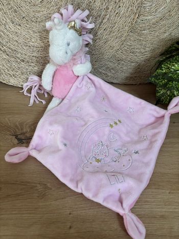 Neuf doudou licorne rose mouchoir nicotoy simba toys