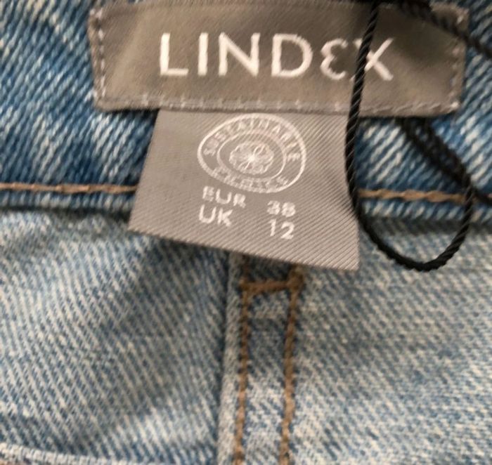 Jupe courte en jean bleu avec fente et franges taille 38 - photo numéro 4