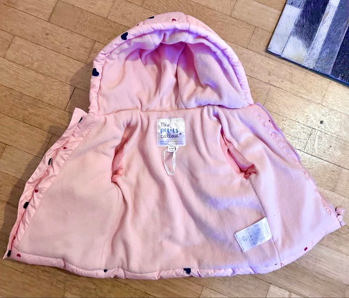 💖 Jolie Doudoune Rose "Mes Petits Cailloux" - 12 mois - photo numéro 3