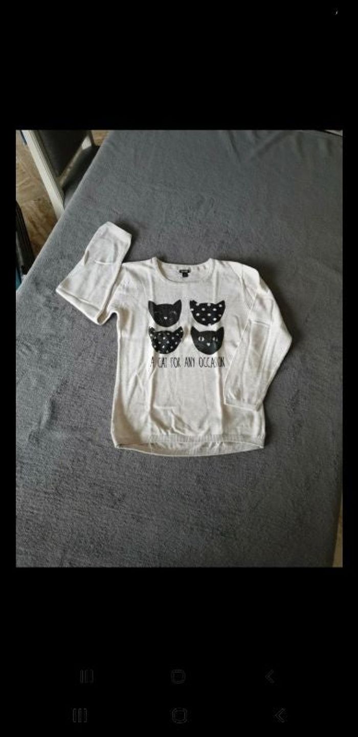 Pull 8 ans tete chat fille