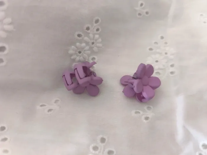 🌸 Lot de 4 mini pinces fleurs – Rose saumon & Violet 🌸 - photo numéro 8