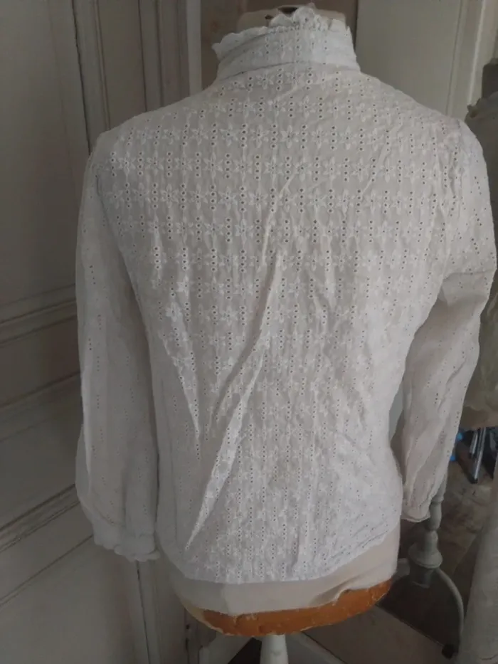 Blouse chemisette blanche stylé rétro Lovie & co t 38 m - photo numéro 3