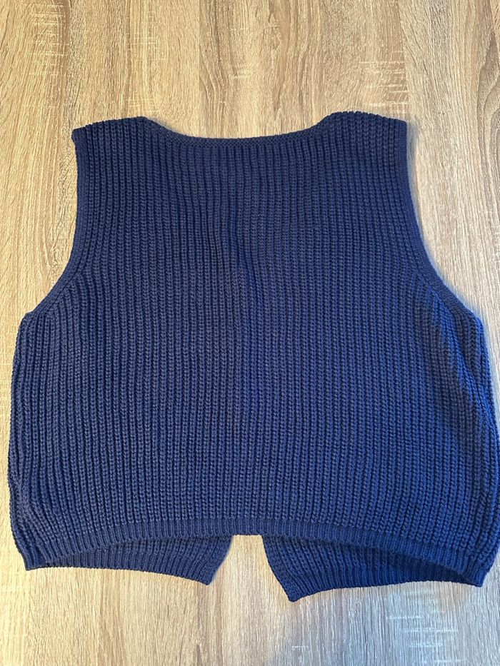Gilet sans manches en maille bleu marine - photo numéro 4