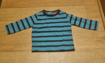 haut manches longue garçon bleu et noir à rayure tissaia taille 3 mois