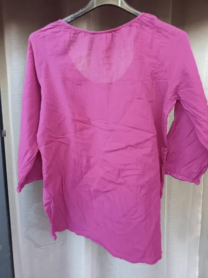 Blouse rose fuschia en coton - photo numéro 2