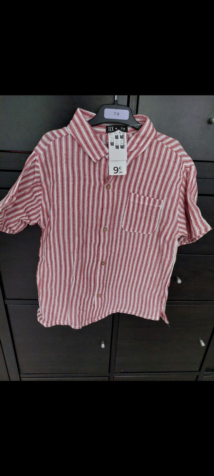 Chemise rouge et blanche garçon 7/8ans