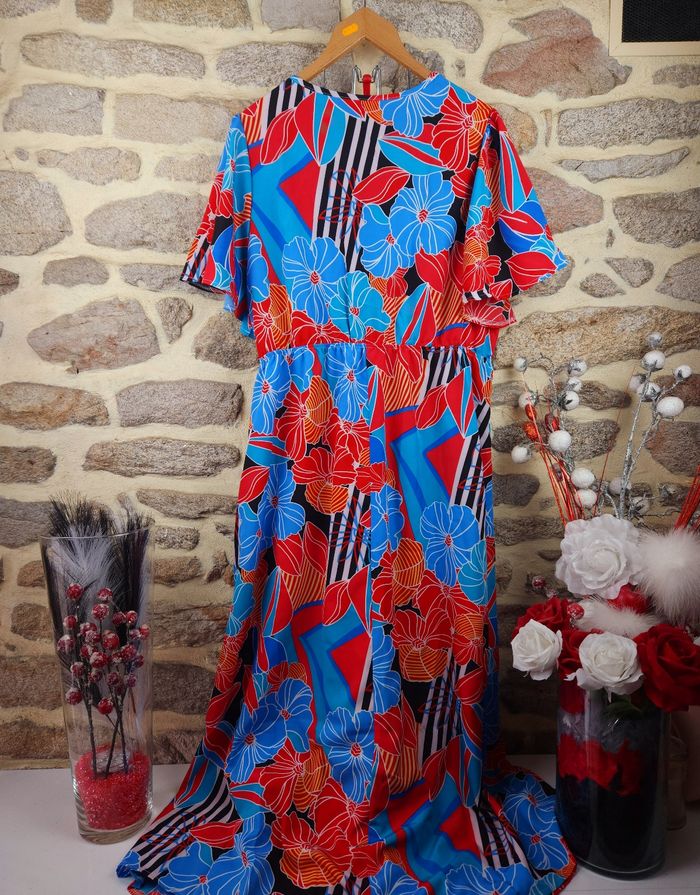 Robe longue manches volantées multicolore Femme taille 54 marque Boohoo 💎 - photo numéro 3