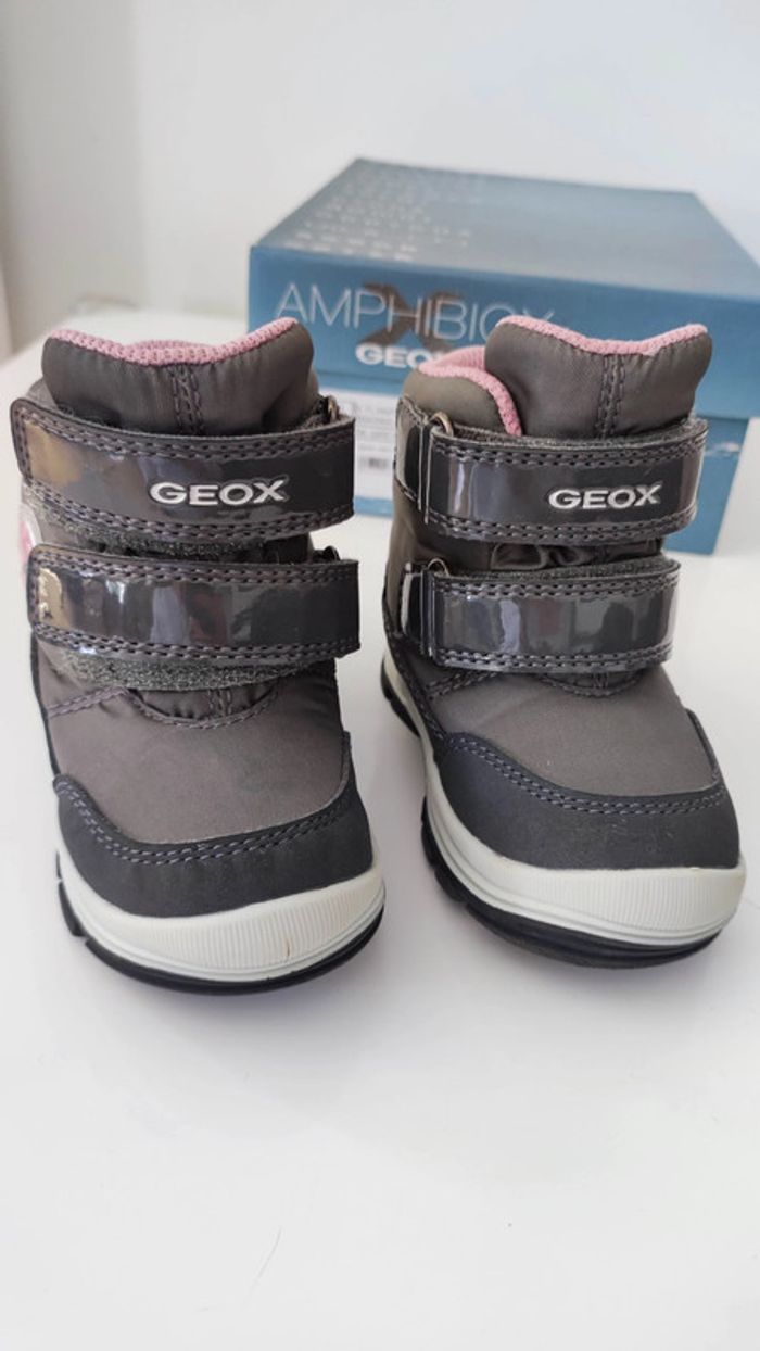 Bottines imperméables Geox amphibiox taille 20 gris et rose - photo numéro 3