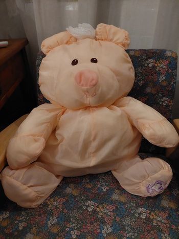 Fisher-price - peluche ours orange puffalump toile parachute