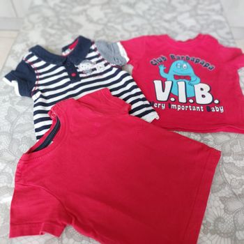 Lot 4 tee shirt - body bébé garçon 6-9 mois