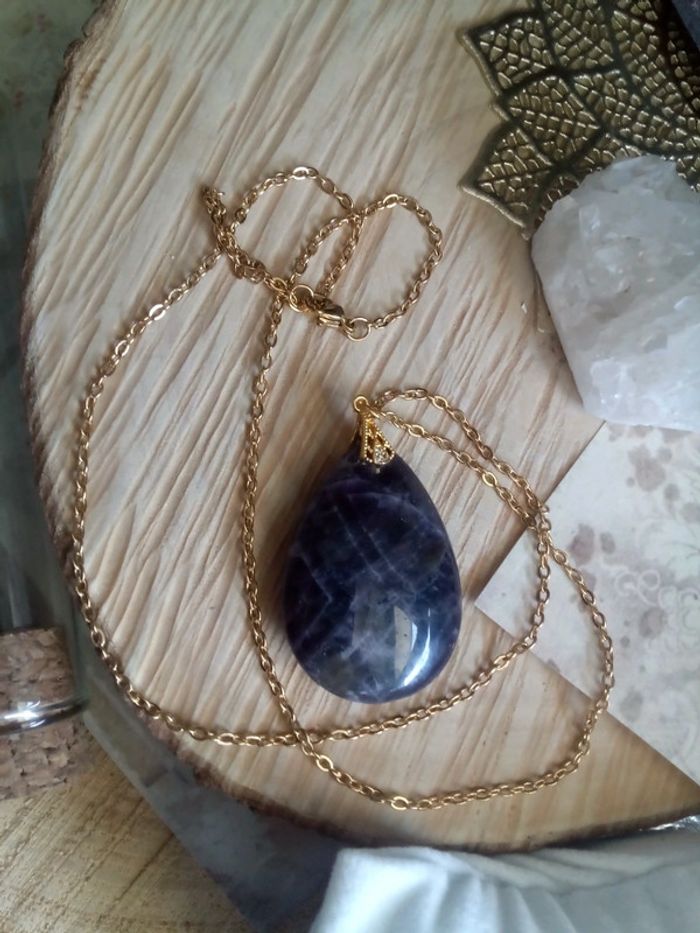 collier avec pierre d'améthyste 💜. - photo numéro 2