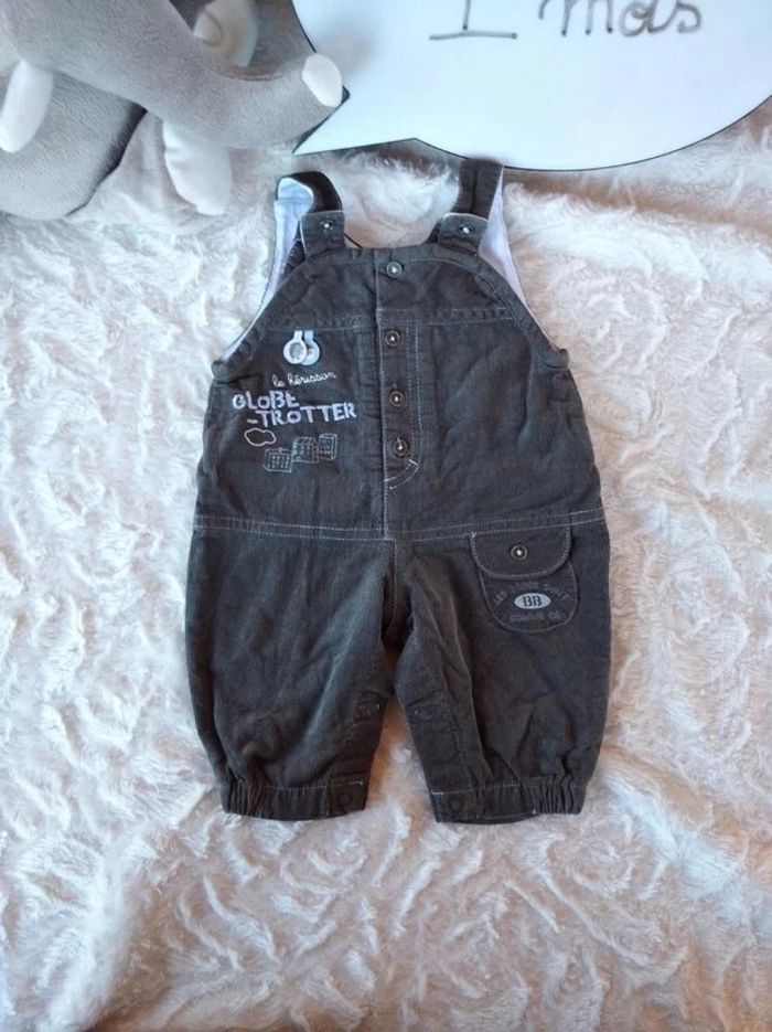 Salopette doublée velours Garçon 1 mois Hérisson Globe trotteur 100% coton - photo numéro 2