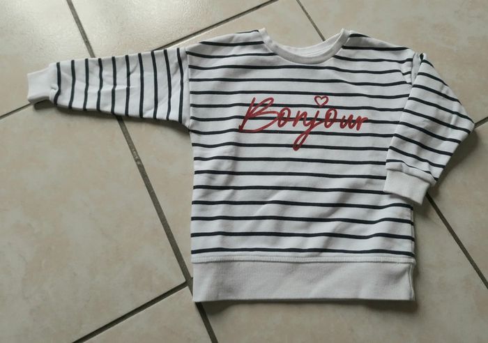Pull marinière Bonjour