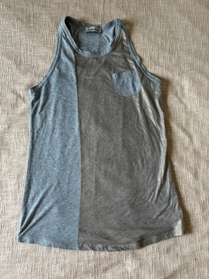 Débardeur long gris doré Kosmika – Taille L – 100% coton