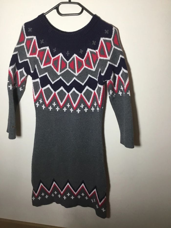 Robe hiver Tommy Hilfiger 007 couleur gris marine rose à motif - photo numéro 3