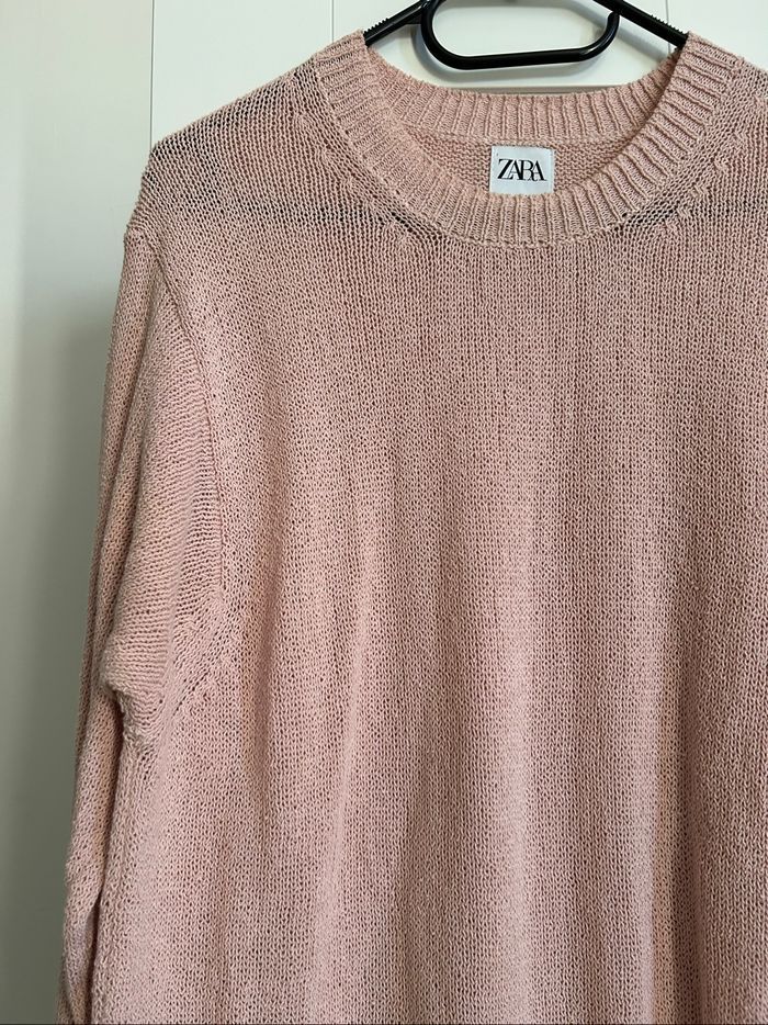 Pull à crochet rose pâle Homme Zara Tailles L-XL - photo numéro 2