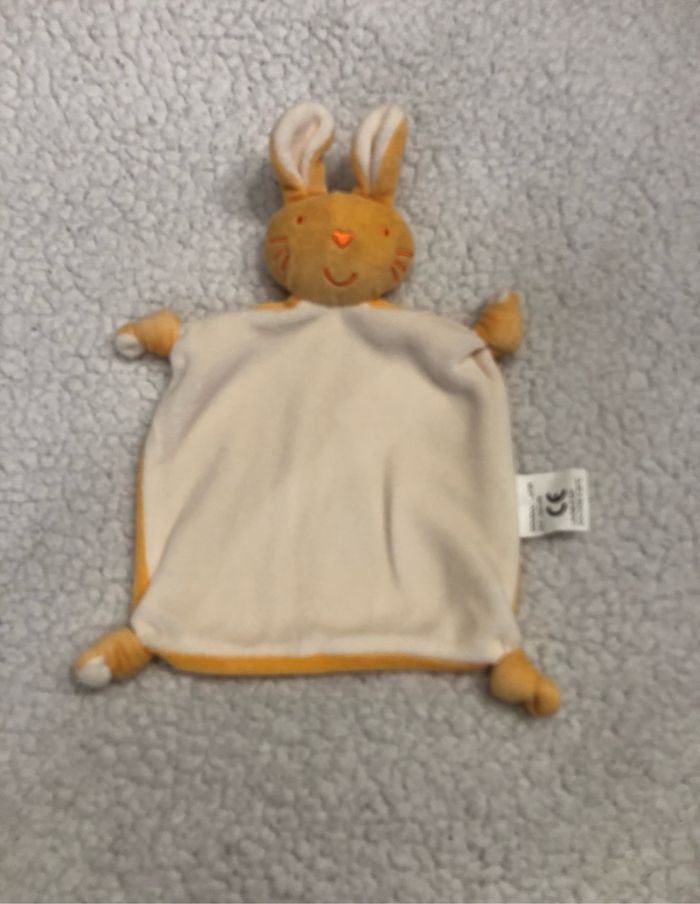 Doudou plat lapin blanc orange Provera