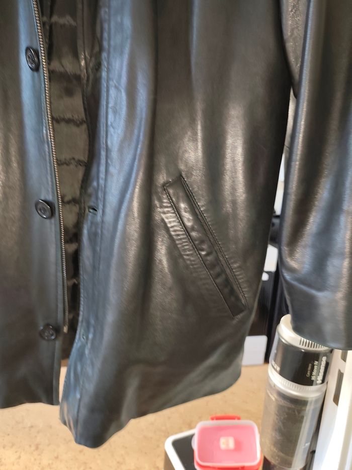 Veste en cuir noir pour homme - photo numéro 5