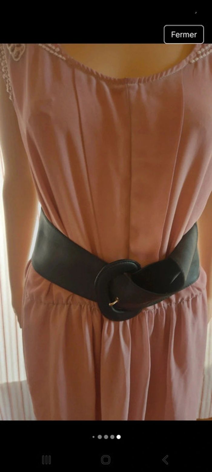 Ceinture large en cuir noir Flora Fleur 80cm - photo numéro 14