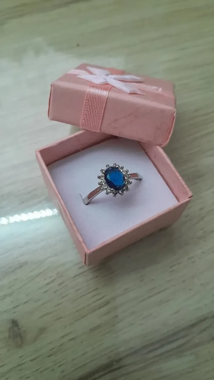 Bague pierre en cristal Bleue Marine, avec strass, taille 60 - photo numéro 1