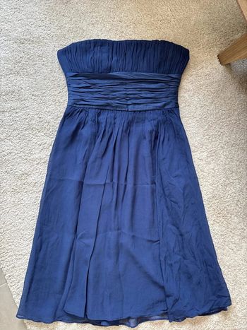 Robe bustier à froufrou bleu marine