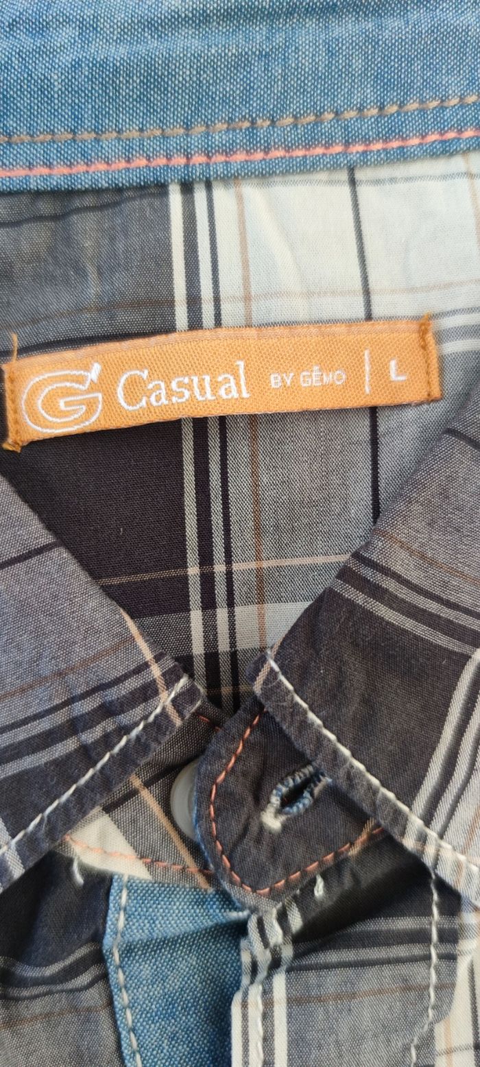 Chemise à carreaux à manches longues pour homme marque Gemo couleur noire et blanc taille L - photo numéro 7